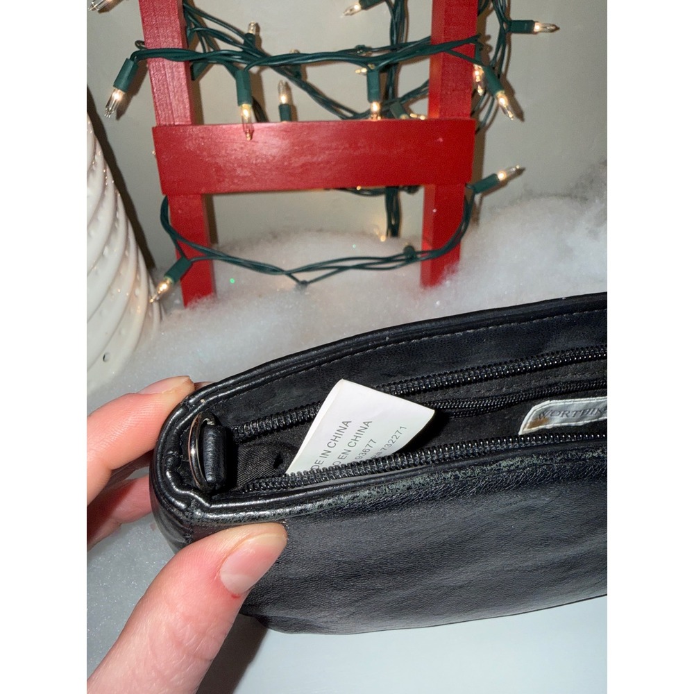 Worthington Black Lambskin Leather Clutch Purse Evening Bag Wristlet - Picture 11 of 11